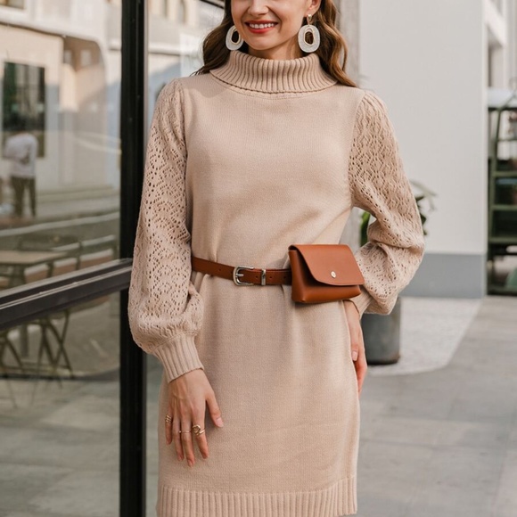 Turtleneck knit sweater dress fall autumn comfy - Picture 9 of 12